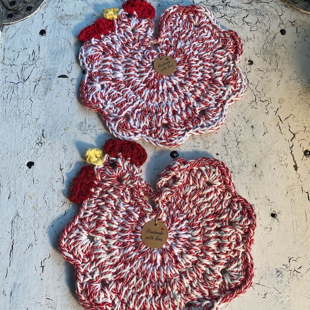 2 Chicken Pot Holders 100% Cotton $25